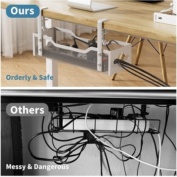 Under Desk Cable Management Tray Computer Cord Organizer for Offices and Homes - Picture 5 of 7